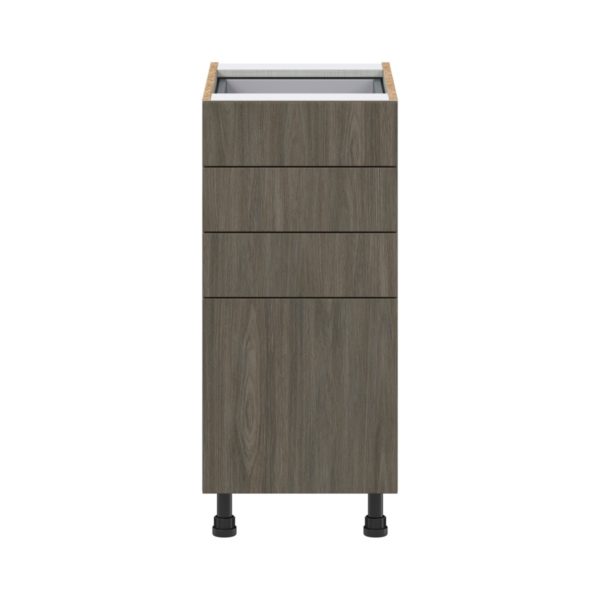 Cordyline Textured Slab Walnut Assembled Base Cabinet with 4 Drawers (15 in. W x 34.5 in. H x 24 in. D)