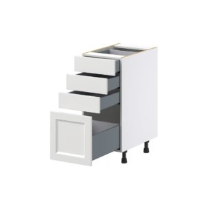 Magnolia Painted Bright White Recessed Assembled Base Cabinet with 4 Drawers (15 in. W x 34.5 in. H x 24 in. D)