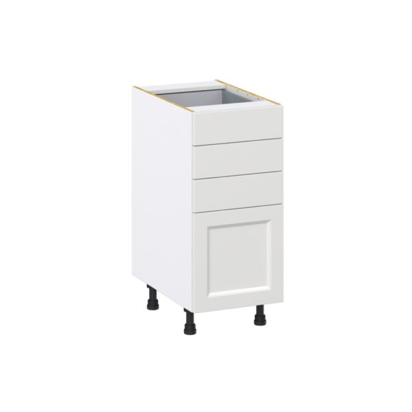 Magnolia Painted Bright White Recessed Assembled Base Cabinet with 4 Drawers (15 in. W x 34.5 in. H x 24 in. D)