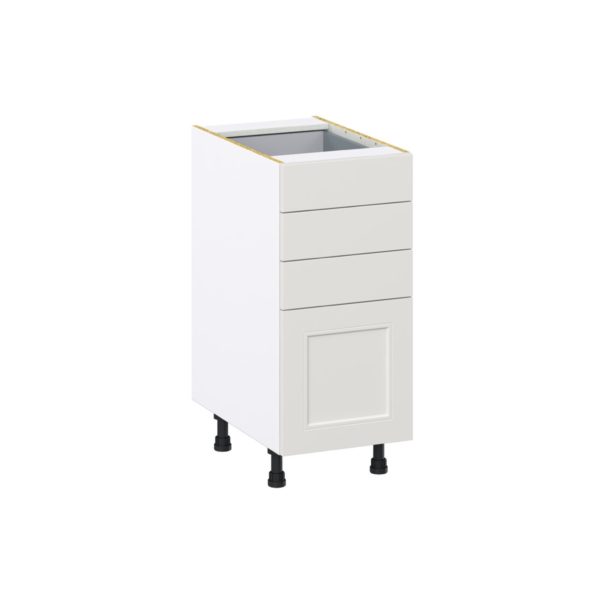 Wisteria Painted Light Gray Recessed Assembled Base Cabinet with 4 Drawers (15 in. W x 34.5 in. H x 24 in. D)