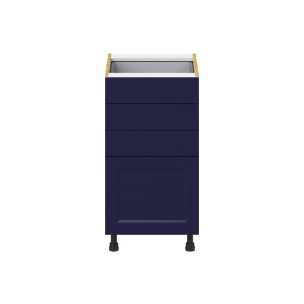 Camellia Painted Midnight Blue Recessed Assembled Base Cabinet with 4 Drawers (18 in. W x 34.5 in. H x 24 in. D)