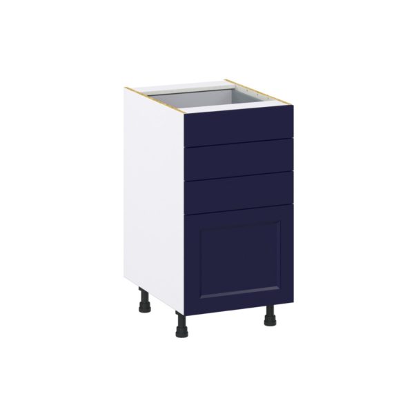 Camellia Painted Midnight Blue Recessed Assembled Base Cabinet with 4 Drawers (18 in. W x 34.5 in. H x 24 in. D)