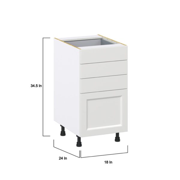 Magnolia Painted Bright White Recessed Assembled Base Cabinet with 4 Drawers (18 in. W x 34.5 in. H x 24 in. D)