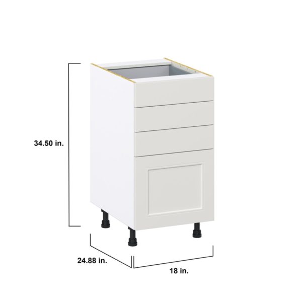 Wisteria Painted Light Gray Recessed Assembled Base Cabinet with 4 Drawers (18 in. W x 34.5 in. H x 24 in. D)