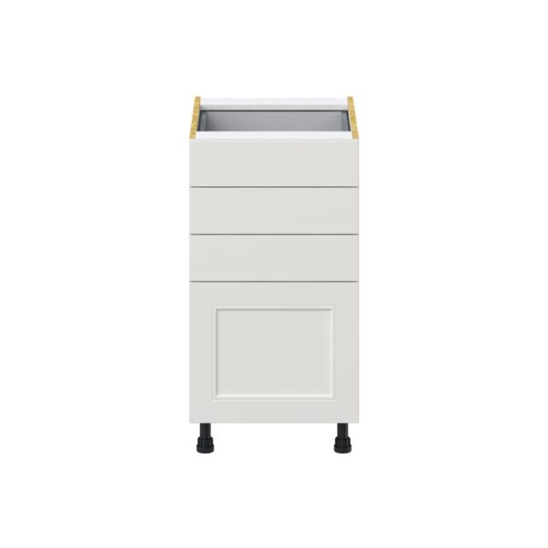 Wisteria Painted Light Gray Recessed Assembled Base Cabinet with 4 Drawers (18 in. W x 34.5 in. H x 24 in. D)