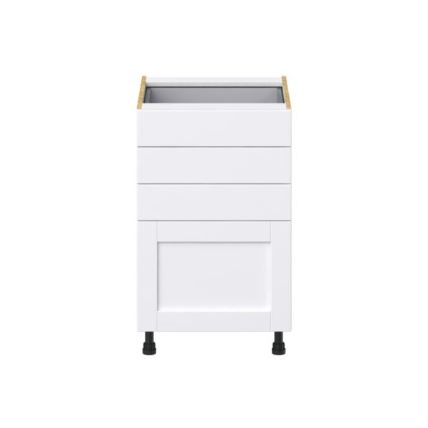 Dahlia Bright White  Shaker Assembled Base Cabinet with 4 Drawers (21 in. W X 34.5 in. H X 24 in. D)