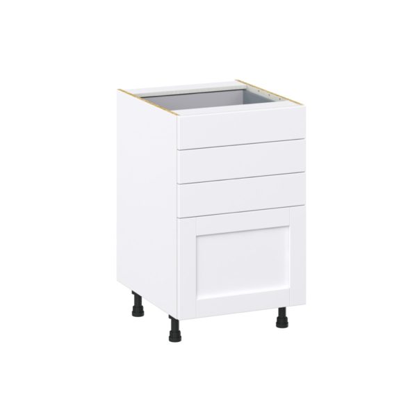 Dahlia Bright White  Shaker Assembled Base Cabinet with 4 Drawers (21 in. W X 34.5 in. H X 24 in. D)