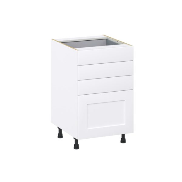 Jasmine Painted Warm White  Shaker Assembled Base Cabinet with 4 Drawers (21 in. W X 34.5 in. H X 24 in. D)