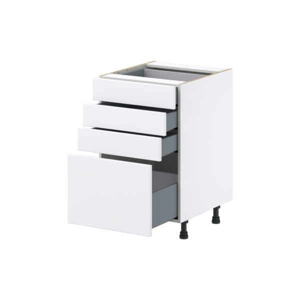 Lily Bright White  Slab Assembled Base Cabinet with 4 Drawers (21 in. W X 34.5 in. H X 24 in. D)