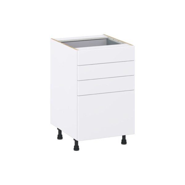 Lily Bright White  Slab Assembled Base Cabinet with 4 Drawers (21 in. W X 34.5 in. H X 24 in. D)