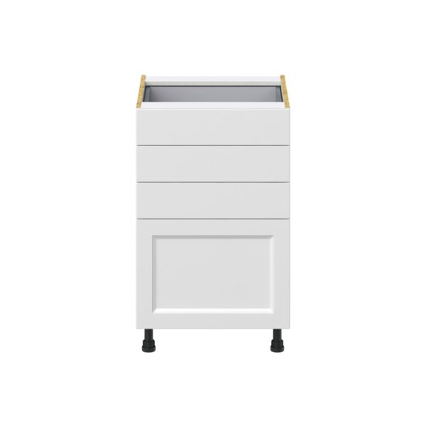 Magnolia Painted Bright White Recessed Assembled Base Cabinet with 4 Drawers (21 in. W X 34.5 in. H X 24 in. D)