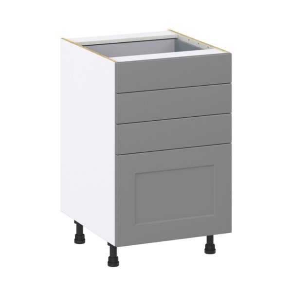 Willow Painted Slate Gray  Shaker Assembled Base Cabinet with 4 Drawers (21 in. W X 34.5 in. H X 24 in. D)