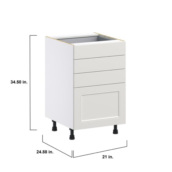 Wisteria Painted Light Gray Recessed Assembled Base Cabinet with 4 Drawers (21 in. W X 34.5 in. H X 24 in. D)