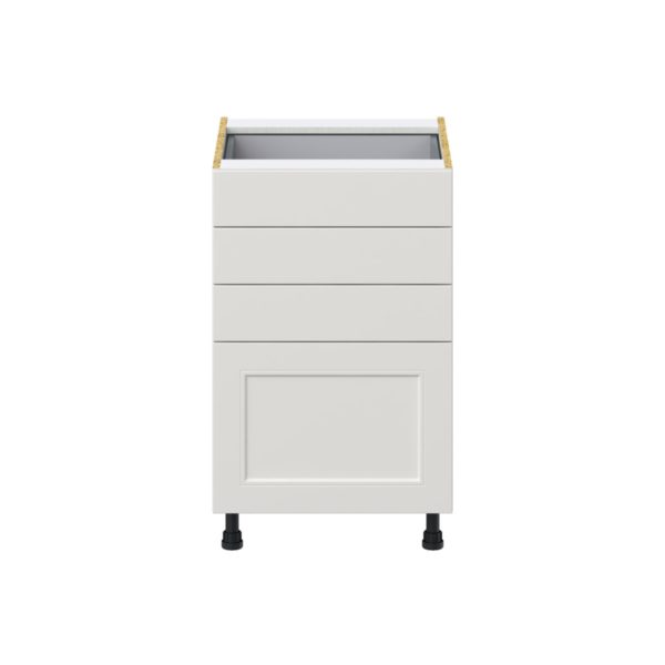 Wisteria Painted Light Gray Recessed Assembled Base Cabinet with 4 Drawers (21 in. W X 34.5 in. H X 24 in. D)