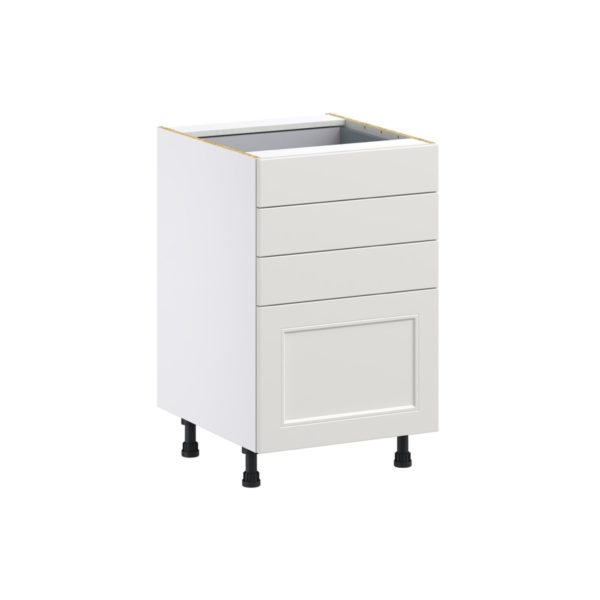 Wisteria Painted Light Gray Recessed Assembled Base Cabinet with 4 Drawers (21 in. W X 34.5 in. H X 24 in. D)