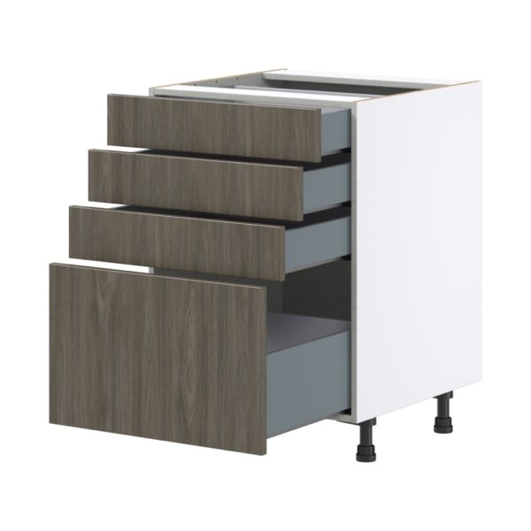 Cordyline Textured Slab Walnut Assembled Base Cabinet with 4 Drawers (24 in. W x 34.5 in. H x 24 in. D)