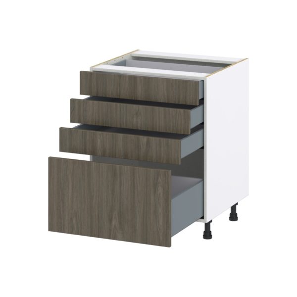 Cordyline Textured Slab Walnut Assembled Base Cabinet with 4 Drawers (27 in. W X 34.5 in. H X 24 in. D)