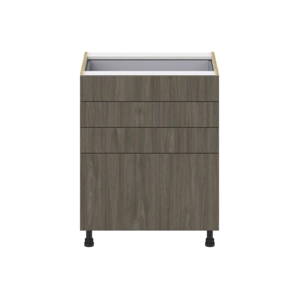 Cordyline Textured Slab Walnut Assembled Base Cabinet with 4 Drawers (27 in. W X 34.5 in. H X 24 in. D)