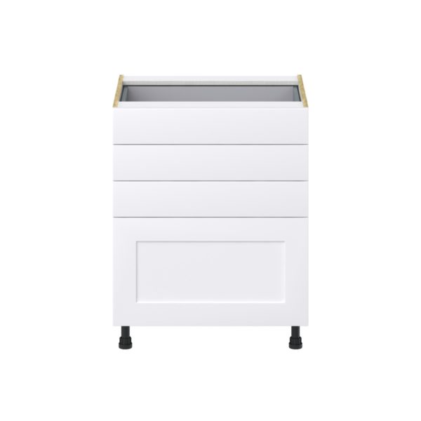 Jasmine Painted Warm White  Shaker Assembled Base Cabinet with 4 Drawers (27 in. W X 34.5 in. H X 24 in. D)