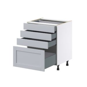 Sea Holly Light Gray  Shaker Assembled Base Cabinet with 4 Drawers (27 in. W X 34.5 in. H X 24 in. D)