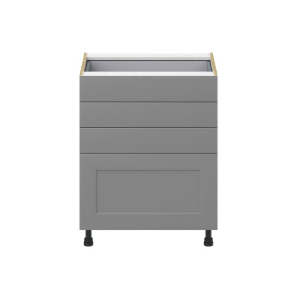 Willow Painted Slate Gray  Shaker Assembled Base Cabinet with 4 Drawers (27 in. W X 34.5 in. H X 24 in. D)