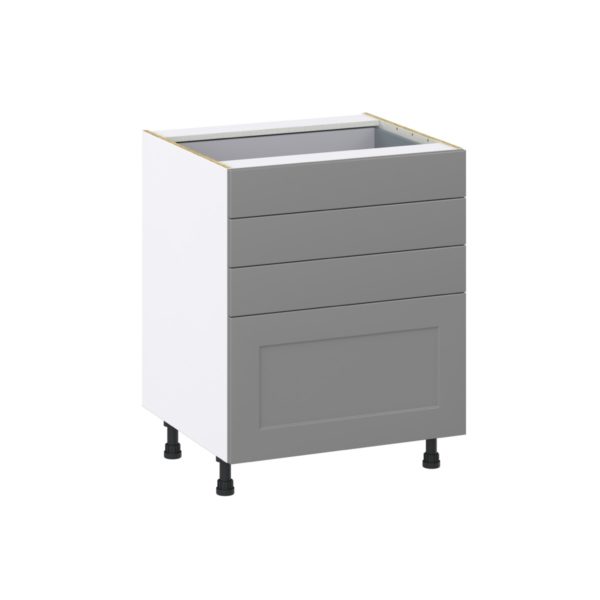 Willow Painted Slate Gray  Shaker Assembled Base Cabinet with 4 Drawers (27 in. W X 34.5 in. H X 24 in. D)