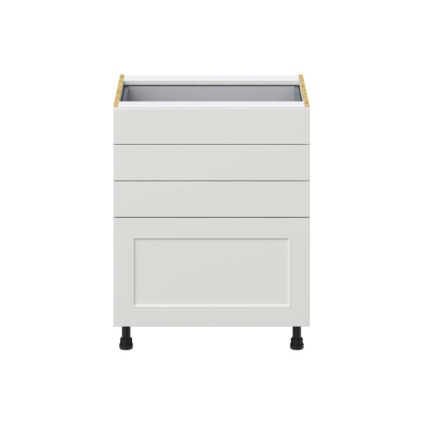 Wisteria Painted Light Gray Recessed Assembled Base Cabinet with 4 Drawers (27 in. W X 34.5 in. H X 24 in. D)