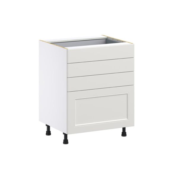 Wisteria Painted Light Gray Recessed Assembled Base Cabinet with 4 Drawers (27 in. W X 34.5 in. H X 24 in. D)