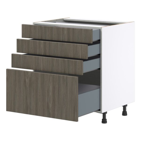 Cordyline Textured Slab Walnut Assembled Base Cabinet with 4 Drawers (30 in. W x 34.5 in. H x 24 in. D)