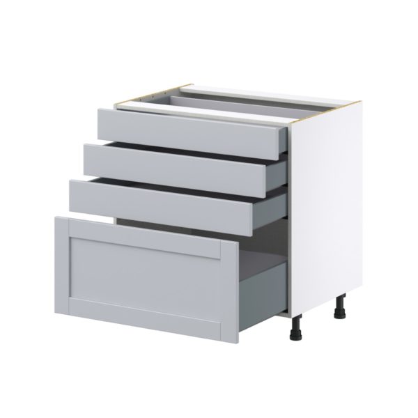 Sea Holly Light Gray  Shaker Assembled Base Cabinet with 4 Drawers (33 in. W X 34.5 in. H X 24 in. D)