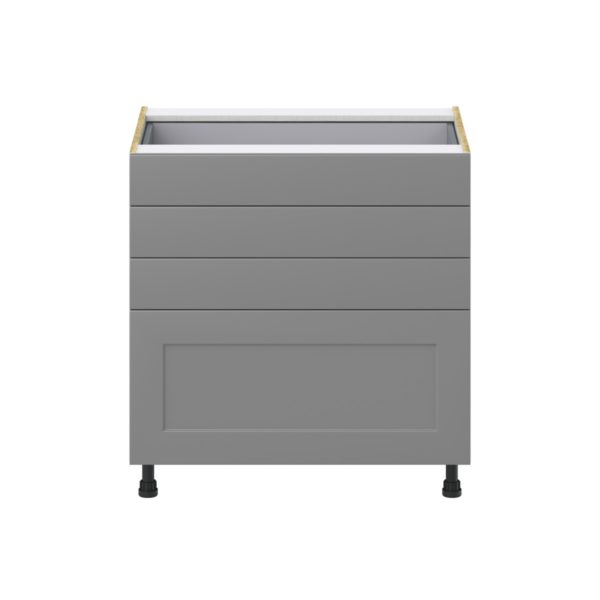 Willow Painted Slate Gray  Shaker Assembled Base Cabinet with 4 Drawers (33 in. W X 34.5 in. H X 24 in. D)