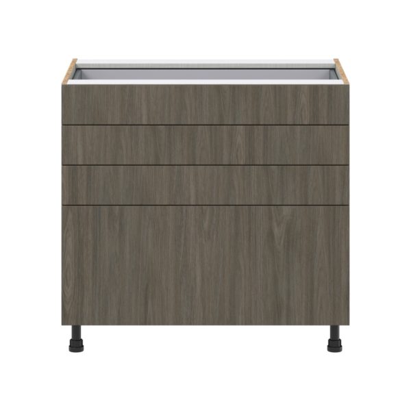 Cordyline Textured Slab Walnut Assembled Base Cabinet with 4 Drawers (36 in. W x 34.5 in. H x 24 in. D)