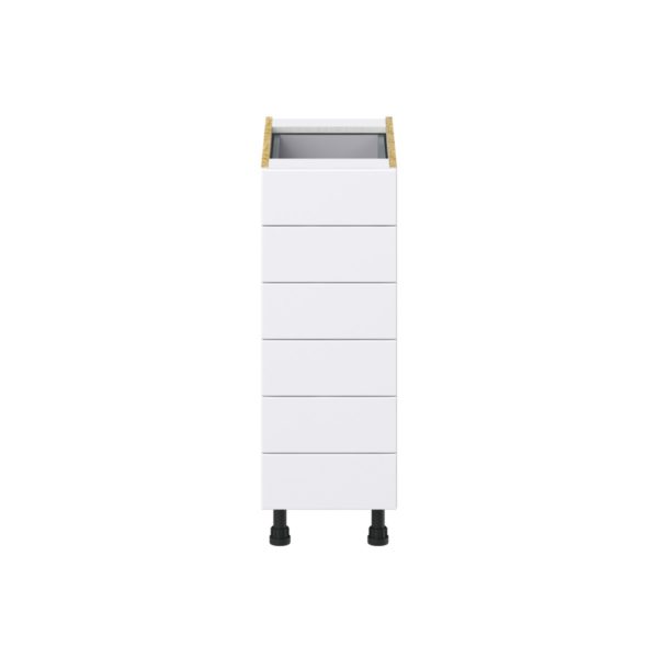 Dahlia Bright White  Shaker Assembled Base Cabinet with 6 Drawers (12 in. W X 34.5 in. H X 24 in. D)