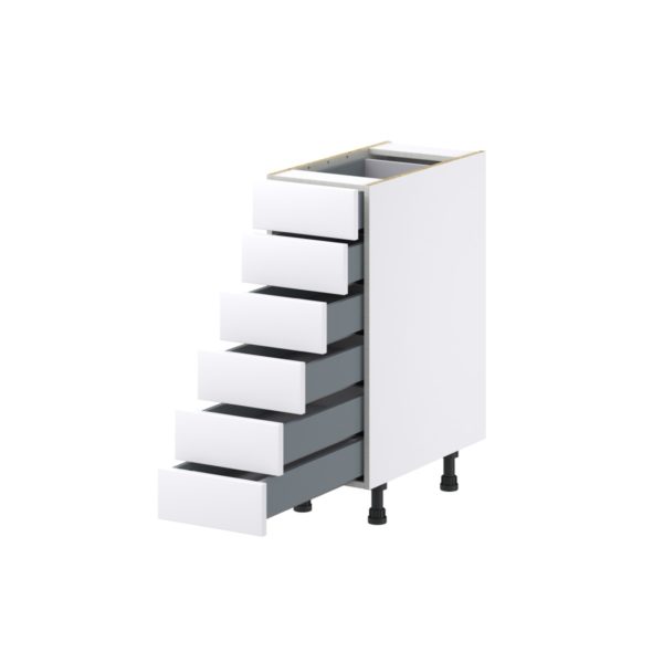 Jasmine Painted Warm White  Shaker Assembled Base Cabinet with 6 Drawers (12 in. W X 34.5 in. H X 24 in. D)