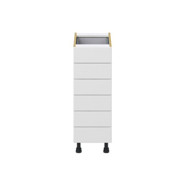 Magnolia Painted Bright White Recessed Assembled Base Cabinet with 6 Drawers (12 in. W X 34.5 in. H X 24 in. D)