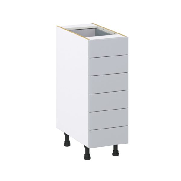 Sea Holly Light Gray  Shaker Assembled Base Cabinet with 6 Drawers (12 in. W X 34.5 in. H X 24 in. D)