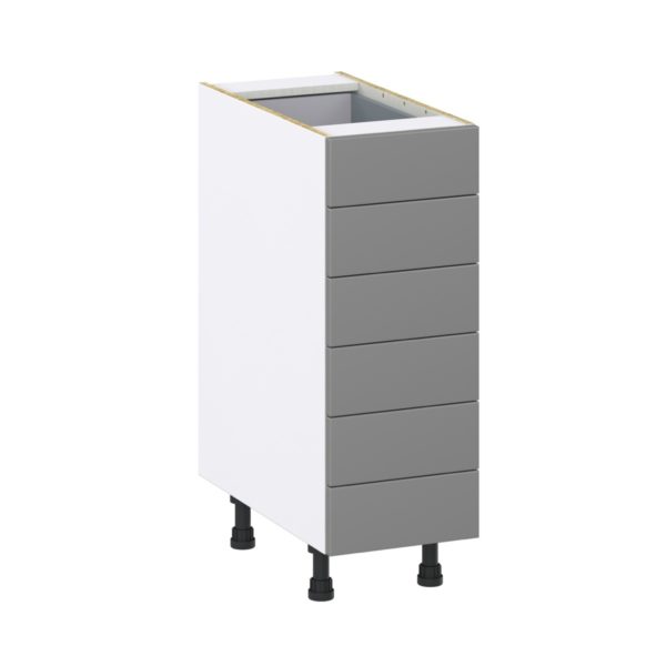 Willow Painted Slate Gray  Shaker Assembled Base Cabinet with 6 Drawers (12 in. W X 34.5 in. H X 24 in. D)