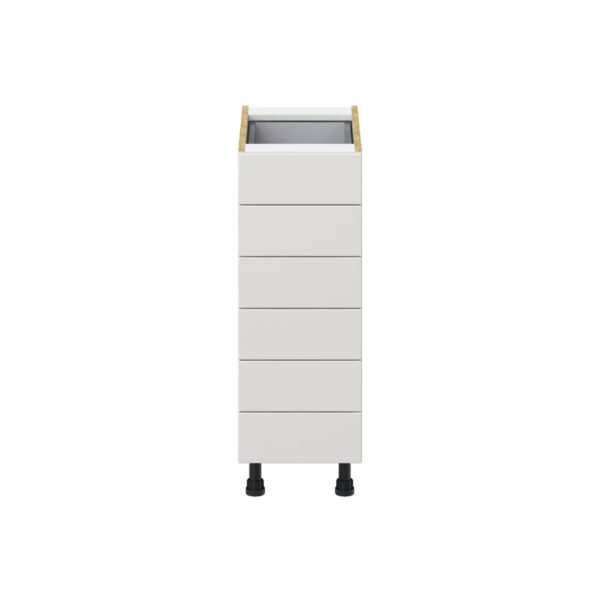 Wisteria Painted Light Gray Recessed Assembled Base Cabinet with 6 Drawers (12 in. W X 34.5 in. H X 24 in. D)