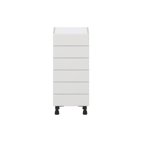 Magnolia Painted Bright White Recessed Assembled Shallow Base Cabinet with 6 Drawers (15 in. W x 34.5 in. H x 14 in. D)