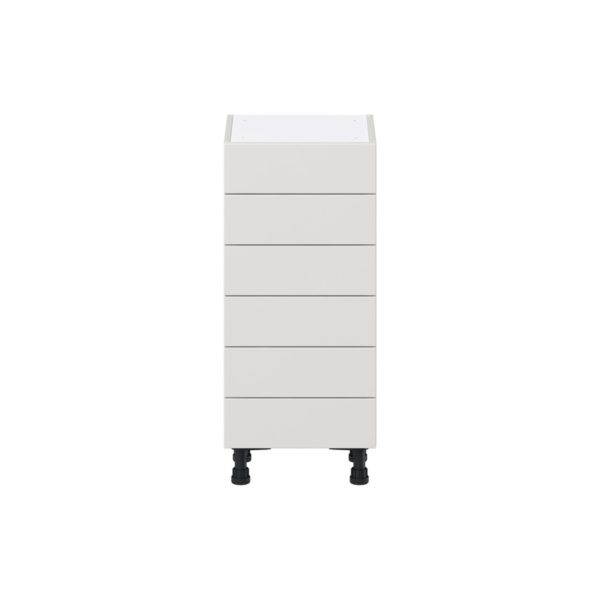 Wisteria Painted Light Gray Recessed Assembled Shallow Base Cabinet with 6 Drawers (15 in. W x 34.5 in. H x 14 in. D)