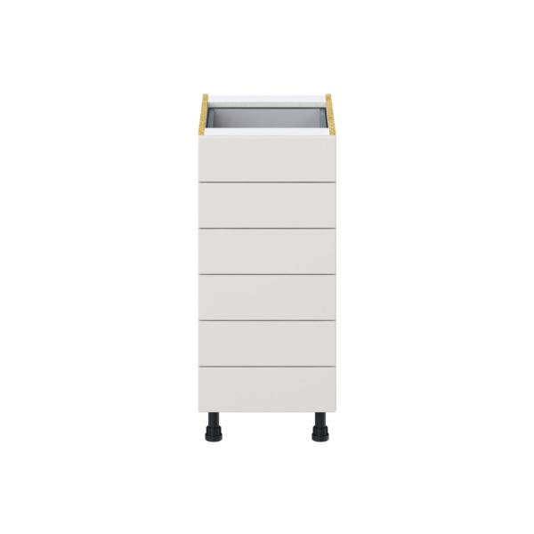 Wisteria Painted Light Gray Recessed Assembled Base Cabinet with 6 Drawers (15 in. W x 34.5 in. H x 24 in. D)