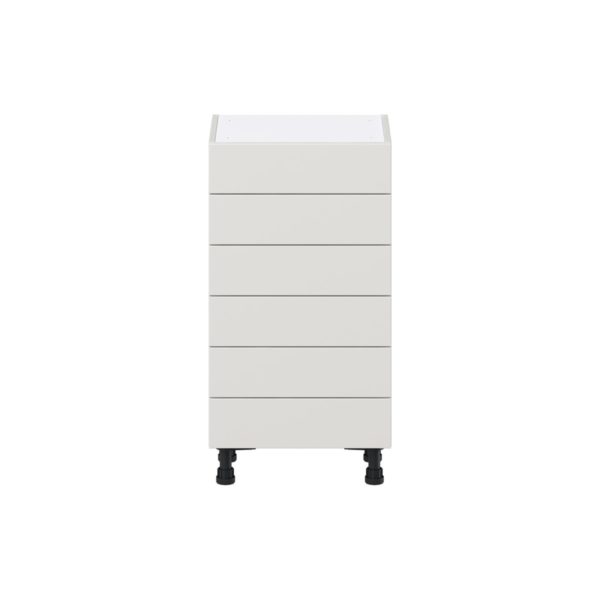 Wisteria Painted Light Gray Recessed Assembled Shallow Base Cabinet with 6 Drawers (18 in. W x 34.5 in. H x 14 in. D)