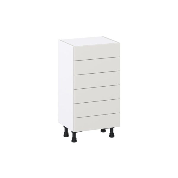 Wisteria Painted Light Gray Recessed Assembled Shallow Base Cabinet with 6 Drawers (18 in. W x 34.5 in. H x 14 in. D)