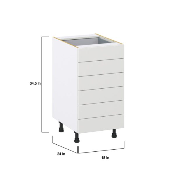 Magnolia Painted Bright White Recessed Assembled Base Cabinet with 6 Drawers (18 in. W x 34.5 in. H x 24 in. D)