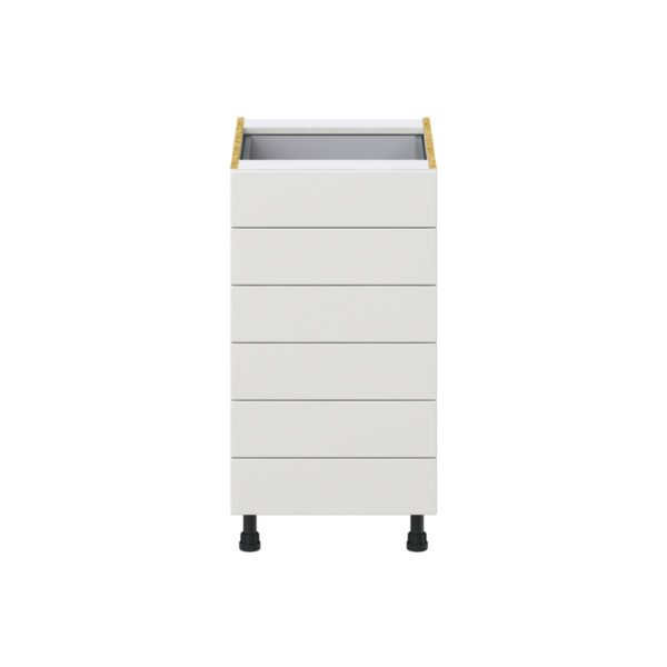 Magnolia Painted Bright White Recessed Assembled Base Cabinet with 6 Drawers (18 in. W x 34.5 in. H x 24 in. D)