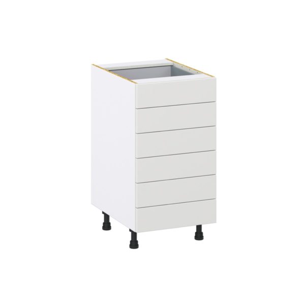 Magnolia Painted Bright White Recessed Assembled Base Cabinet with 6 Drawers (18 in. W x 34.5 in. H x 24 in. D)