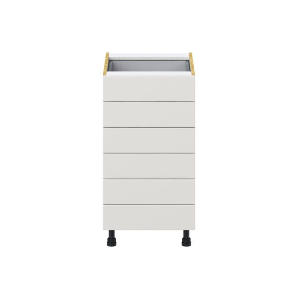 Wisteria Painted Light Gray Recessed Assembled Base Cabinet with 6 Drawers (18 in. W x 34.5 in. H x 24 in. D)