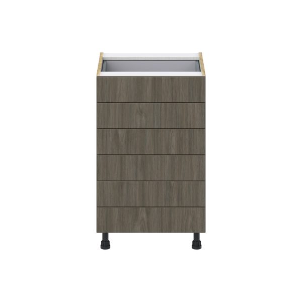 Cordyline Textured Slab Walnut Assembled Base Cabinet with 6 Drawers (21 in. W X 34.5 in. H X 24 in. D)