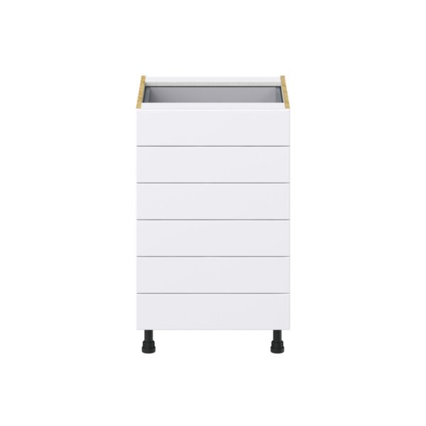 Dahlia Bright White  Shaker Assembled Base Cabinet with 6 Drawers (21 in. W X 34.5 in. H X 24 in. D)