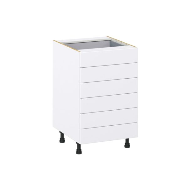 Dahlia Bright White  Shaker Assembled Base Cabinet with 6 Drawers (21 in. W X 34.5 in. H X 24 in. D)